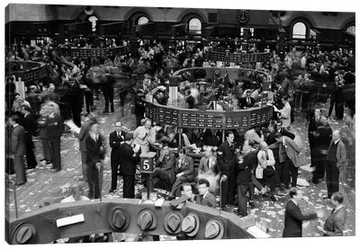 1940s Trading In Progress On Floor Of New York Stock Exchange NYC USA Canvas Art Print - New York City Art