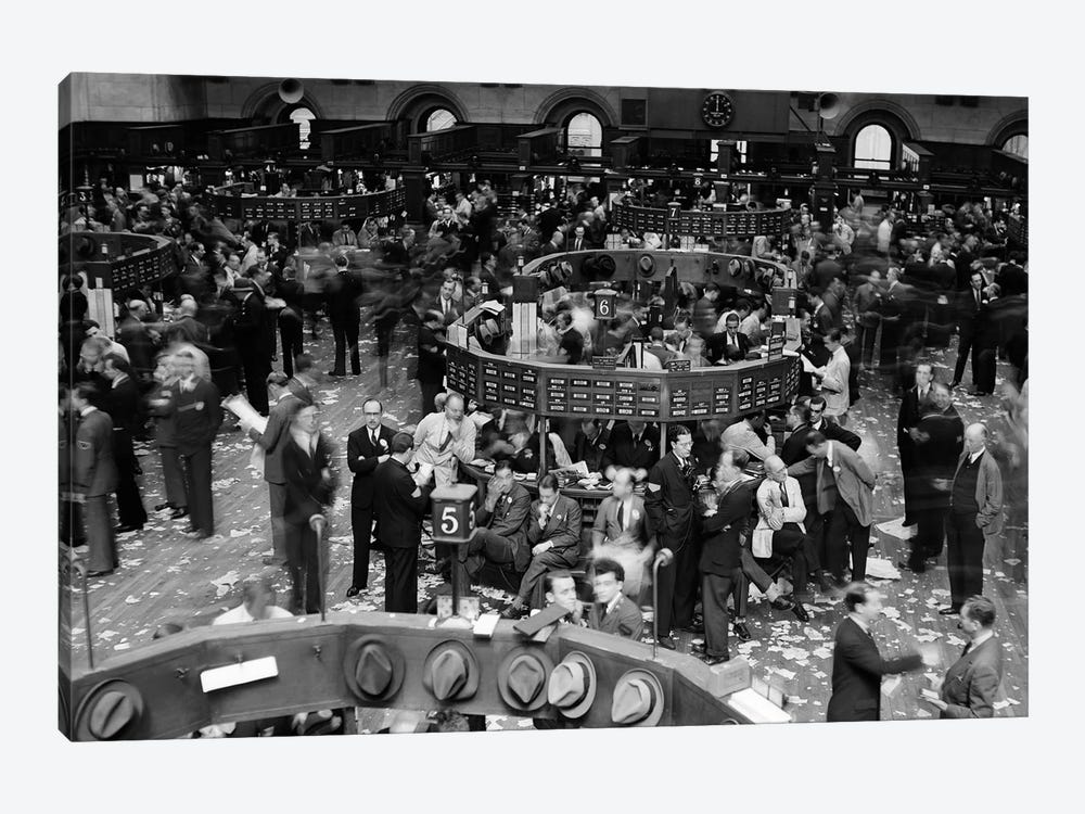 1940s Trading In Progress On Floor Of New York Stock Exchange NYC USA by Vintage Images 1-piece Canvas Print