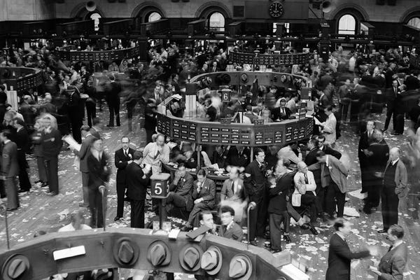 Vintage Images: 1940s Trading In Progress On Floor Of New York Stock Exchange NYC USA by Vintage Images