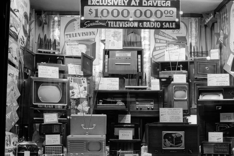 1940s Window Of Store Selling Radios And Televisions Advertising A Million Dollar Sale