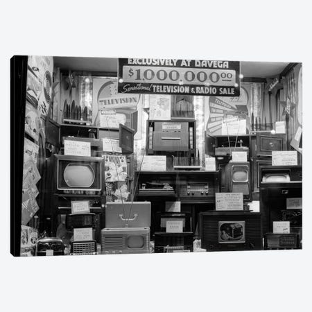 1940s Window Of Store Selling Radios And Televisions Advertising A Million Dollar Sale Canvas Print #VTG233} by Vintage Images Canvas Print