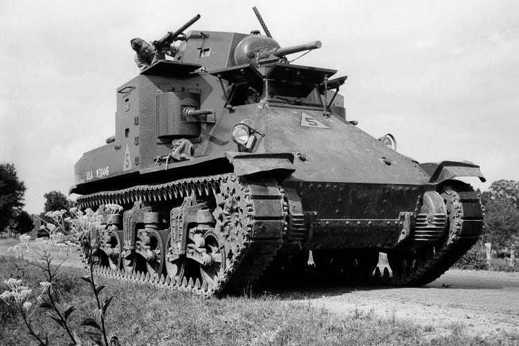 1940s World War Ii Era Us Army Tank One Unidentified Man Soldier Manning A Machine Gun