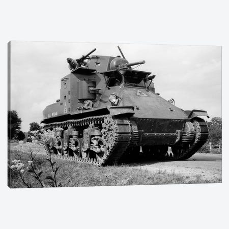 1940s World War Ii Era Us Army Tank One Unidentified Man Soldier Manning A Machine Gun Canvas Print #VTG236} by Vintage Images Canvas Artwork