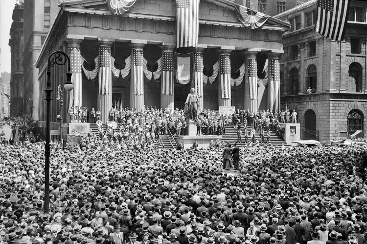 1940s-1942 WW II War Bond Rally New York Stock Exchange Wall Street NYC USA