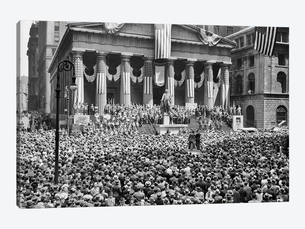 1940s-1942 WW II War Bond Rally New York Stock Exchange Wall Street NYC USA by Vintage Images 1-piece Art Print