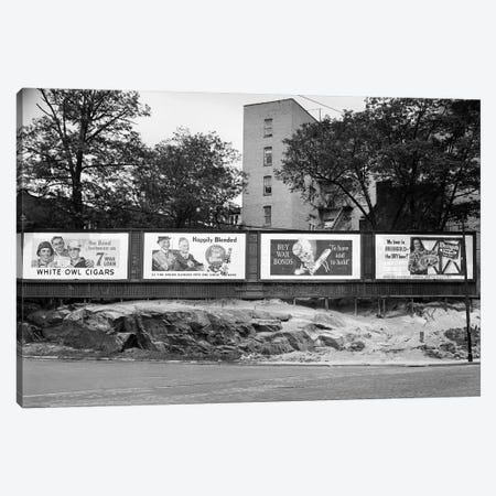 1940s-1945 Wartime Billboards For Cigars Beer Coca Cola All Promoting War Bonds Burnside Avenue In The Bronx New York Canvas Print #VTG242} by Vintage Images Canvas Wall Art