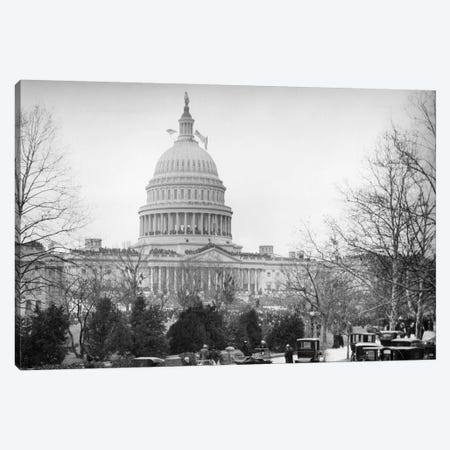 1910s-1920s Capitol Building Washington, D.C. Line Of Cars Parked On Street In Foreground Canvas Print #VTG24} by Vintage Images Canvas Print