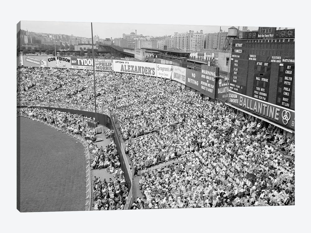 1940s-1950s Large Crowd Yankee Stadium Bronx NYC Bleachers Advertising Signs Around The Stadium New York City NY USA by Vintage Images 1-piece Art Print