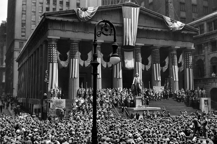 1942 WW II War Bond Rally Federal Treasury Building New York Stock Exchange Wall Street Manhattan New York City USA