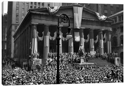 1942 WW II War Bond Rally Federal Treasury Building New York Stock Exchange Wall Street Manhattan New York City USA Canvas Art Print - Vintage Images