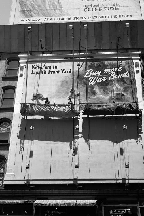 1945 New York City Sign Painters Corner 42nd Street Fifth Avenue Painting New War Bonds Sign From Scaffold