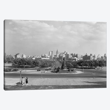 1946 Skyline Of Philadelphia From Steps Of The Art Museum Looking Down Parkway To City Hall Canvas Print #VTG258} by Vintage Images Art Print