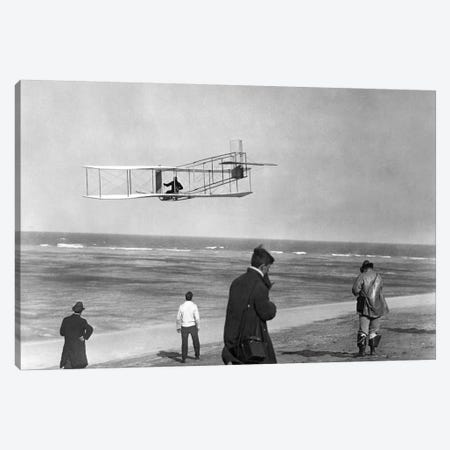 1911 One Of The Wright Brothers Flying A Glider And Spectators On Ocean Beach Kill Devil Hills Kitty Hawk North Carolina USA Canvas Print #VTG25} by Vintage Images Canvas Print