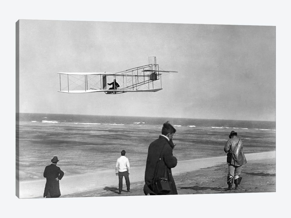 1911 One Of The Wright Brothers Flying A Glider And Spectators On Ocean Beach Kill Devil Hills Kitty Hawk North Carolina USA by Vintage Images 1-piece Art Print