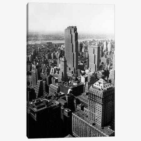 1950s Aerial View New York City Midtown Rockefeller Center Radio City In Middle Grand Central Station In Foreground Canvas Print #VTG266} by Vintage Images Art Print