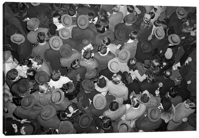 1950s Aerial View Of Crowd Of Men And Women In Times Square NYC Celebrating New Years Many Hats Outdoor Canvas Art Print - Vintage Images