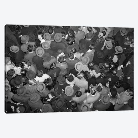 1950s Aerial View Of Crowd Of Men And Women In Times Square NYC Celebrating New Years Many Hats Outdoor Canvas Print #VTG268} by Vintage Images Canvas Artwork