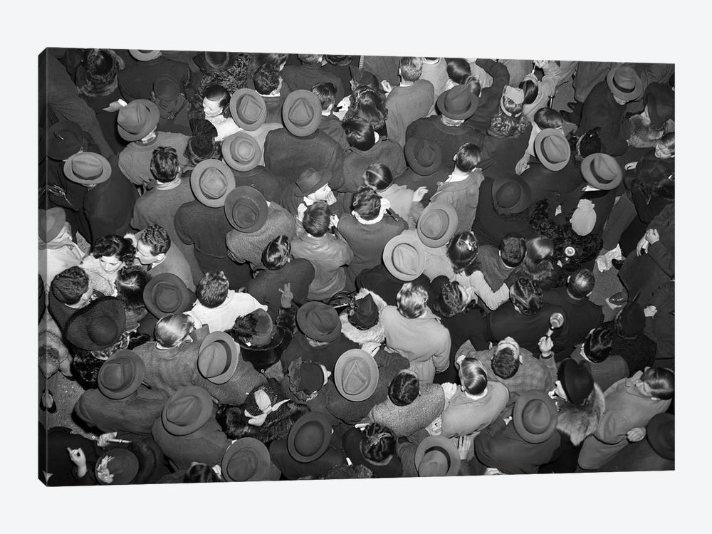 1950s Aerial View Of Crowd Of Men And Women In Times Square NYC Celebrating New Years Many Hats Outdoor by Vintage Images 1-piece Canvas Print