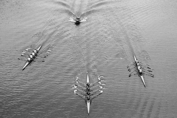 Vintage & Retro Photography: 1950s Aerial View Of Rowing Competition by Vintage Images