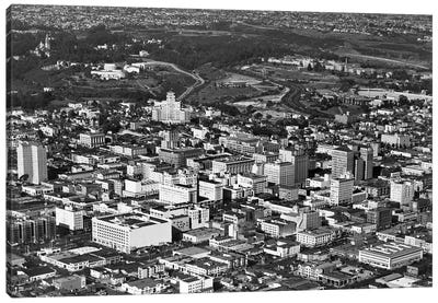 1950s Aerial View Showing El Cortez Hotel And Balboa Park Downtown San Diego, California USA Canvas Art Print - Vintage Images