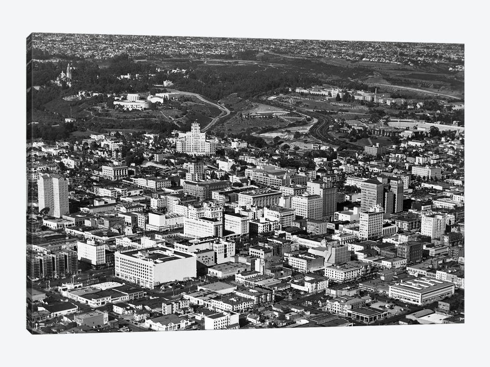 1950s Aerial View Showing El Cortez Hotel And Balboa Park Downtown San Diego, California USA by Vintage Images 1-piece Canvas Print