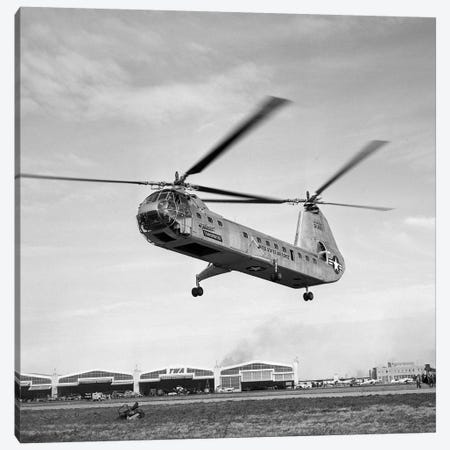 1950s Air Force Twin-Rotor Piasecki Helicopter Taking Off From Base Canvas Print #VTG272} by Vintage Images Art Print