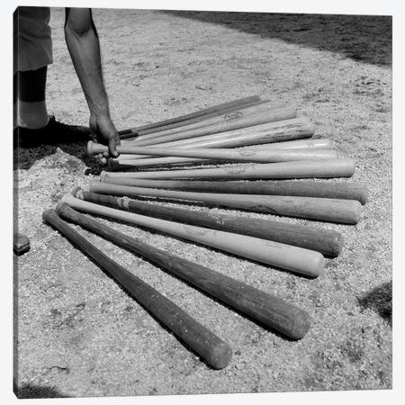 1950s Baseball Player Selecting From A Variety Of Bats Canvas Print #VTG275} by Vintage Images Canvas Art