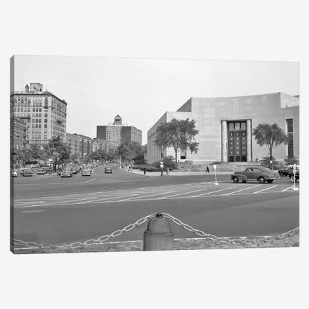 1950s Brooklyn Public Library Borough NYC As Seen From The Grand Army Plaza Looking To Eastern Parkway Canvas Print #VTG279} by Vintage Images Art Print