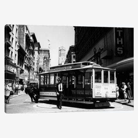 1950s Cable Car Turning Around At End Of Line San Francisco California USA Canvas Print #VTG280} by Vintage Images Canvas Wall Art