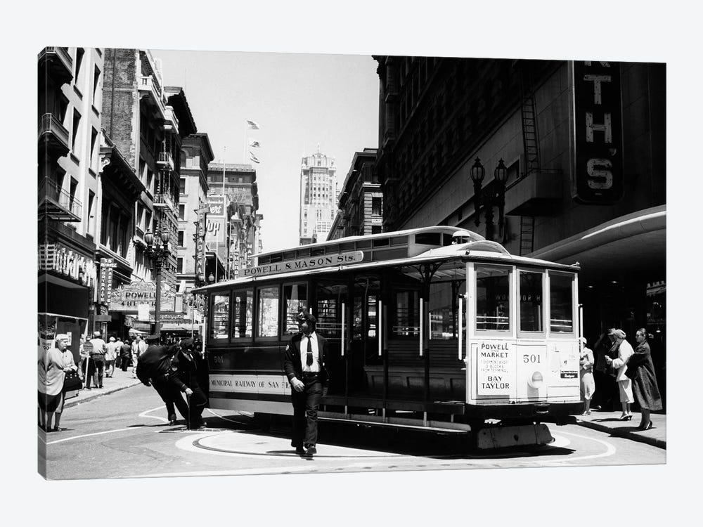1950s Cable Car Turning Around At End Of Line San Francisco California USA by Vintage Images 1-piece Canvas Art Print
