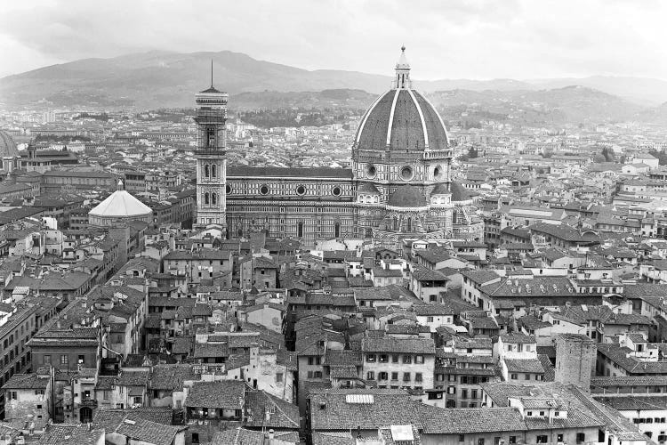 1950s Cathedral Santa Maria Del Fiore And Giotto's Bell Tower Florence Italy