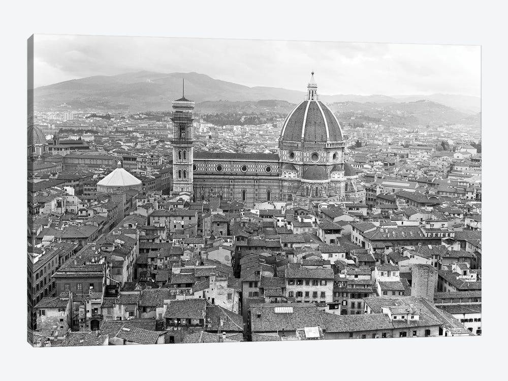 1950s Cathedral Santa Maria Del Fiore And Giotto's Bell Tower Florence Italy by Vintage Images 1-piece Canvas Artwork