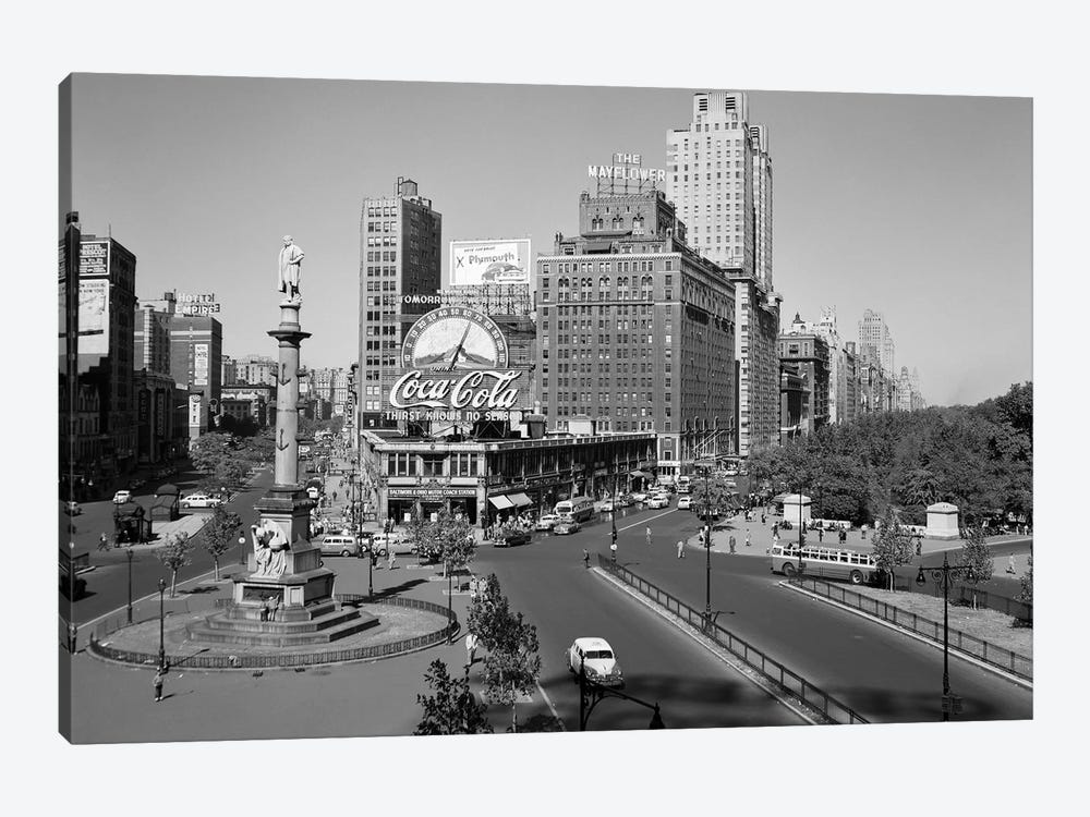 1950s Columbus Circle Looking North Manhattan New York City USA by Vintage Images 1-piece Canvas Wall Art