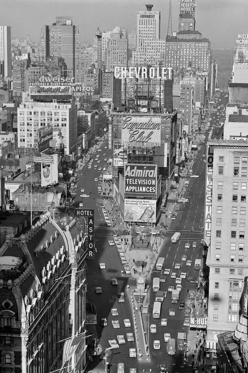 1950s Elevated View New York City Times Square Traffic Looking North To Duffy Square NYC NY USA