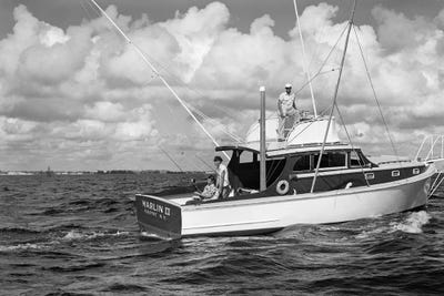 1950s Group Of 3 Men Trolling Off Of Fishing Boat In Gulf Stream by Vintage Images canvas print