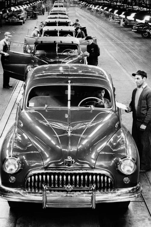 1950s Head-On View Buick Automobile Assembly Line Detroit Michigan USA