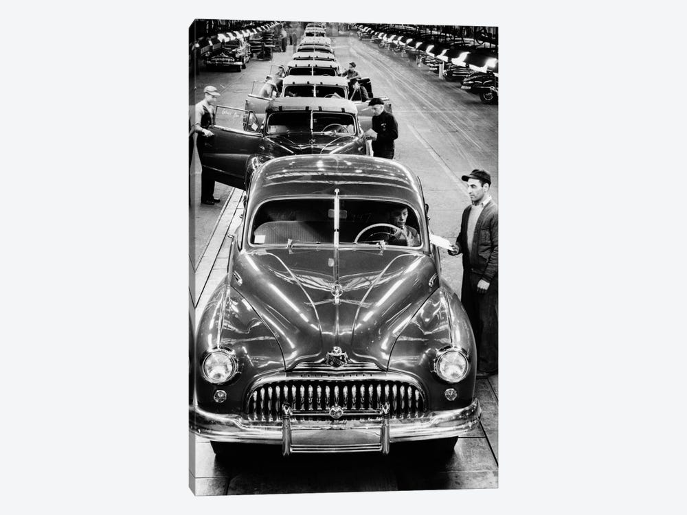 1950s Head-On View Buick Automobile Assembly Line Detroit Michigan USA by Vintage Images 1-piece Canvas Art