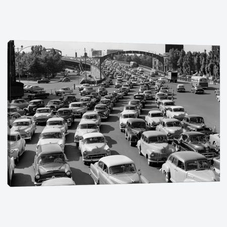 1950s Heavy Traffic Coming Off Of The Ben Franklin Bridge Driving From Camden NJ Into Philadelphia PA USA Canvas Print #VTG297} by Vintage Images Canvas Artwork