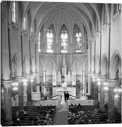 1950s High Angle View Of Wedding Ceremony In Saint Patrick's Cathedral New York City Canvas Art Print - Vintage Images