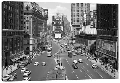 1950s Looking North At Times Square From The Times Building Manhattan NYC USA Canvas Art Print - Vintage Images