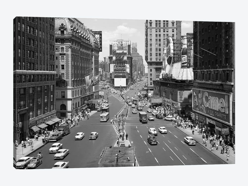 1950s Looking North At Times Square From The Times Building Manhattan NYC USA by Vintage Images 1-piece Canvas Print