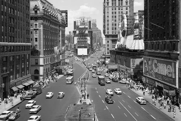 Manhattan: 1950s Looking North At Times Square From The Times Building Manhattan NYC USA by Vintage Images