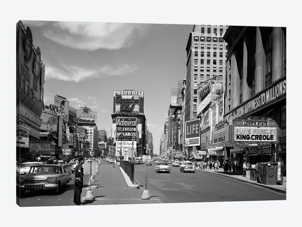 1950s Looking North Up Broadway From Times Square To Duffy Square King Creole On Movie Marquee Manhattan New York City USA by Vintage Images 1-piece Canvas Art