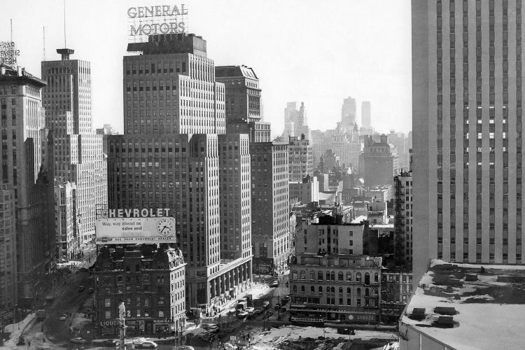 1950s Looking South At 61St Street Coliseum Tower Columbus Circle Excavation For New Building Bottom Center New York City NY USA