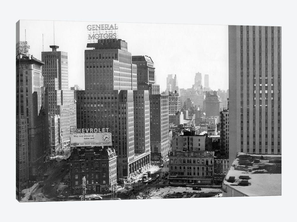 1950s Looking South At 61St Street Coliseum Tower Columbus Circle Excavation For New Building Bottom Center New York City NY USA by Vintage Images 1-piece Canvas Art Print