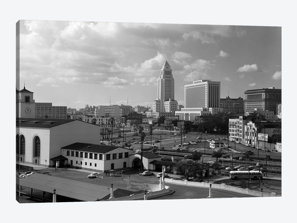 1950s Los Angeles Civic Center With Union Station In Foreground California USA by Vintage Images 1-piece Canvas Print