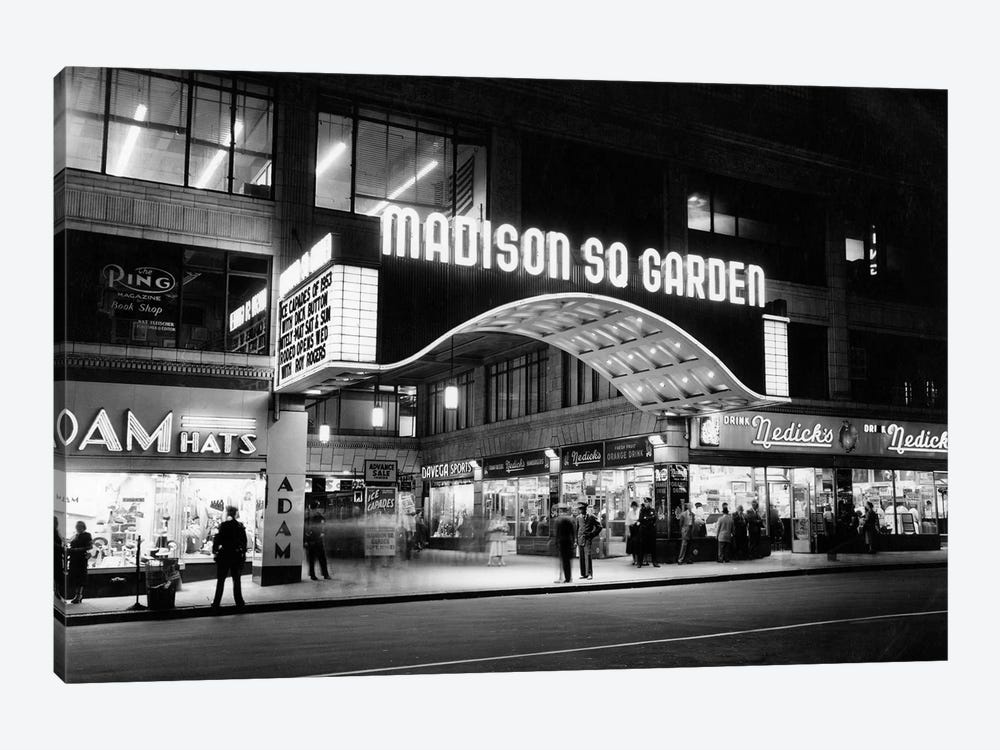 1950s Madison Square Garden Marquee Night West 49th Street Billing Ice Capades Of 1953 Building Demolished 1968 NYC NY USA by Vintage Images 1-piece Canvas Wall Art