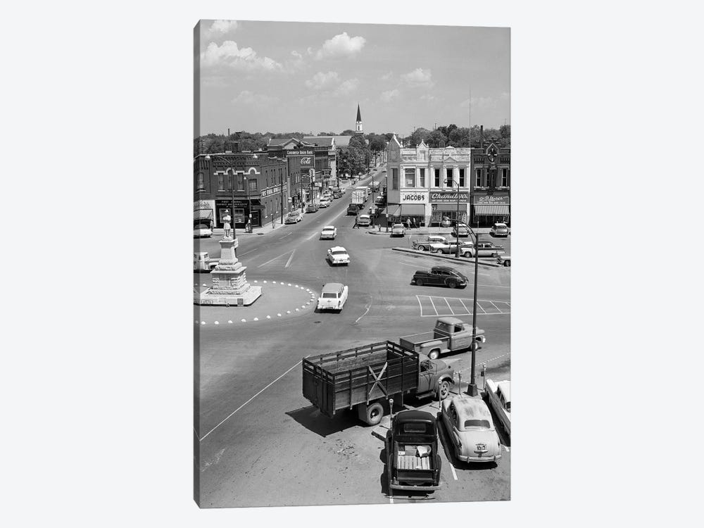 1950s Main Street Of Small Town America Town Square Lebanon Tennessee USA by Vintage Images 1-piece Canvas Print