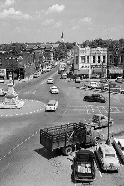 Tennessee: 1950s Main Street Of Small Town America Town Square Lebanon Tennessee USA by Vintage Images