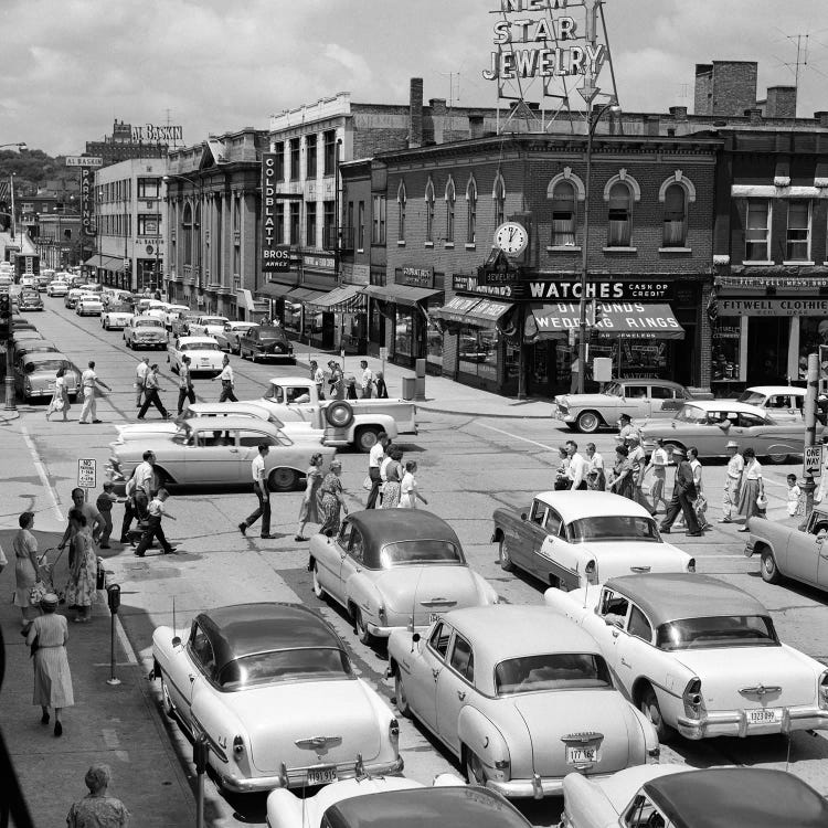 1950s Main Street Small Town America Intersection Of Chicago And Cass Streets Joliet Illinois USA